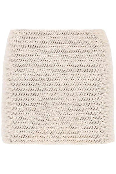 Magda Butrym Crochet Mini Skirt In White,neutro