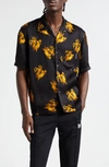 Palm Angels Burning Monogram Shirt In Black Gold