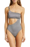 VITAMIN A COSMO CUTOUT METALLIC ONE-SHOULDER ONE-PIECE SWIMSUIT