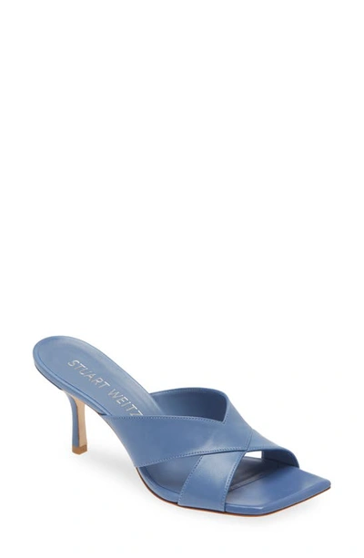 Stuart Weitzman Women's Carmen 65mm Crisscross Leather Sandals In Blue Steel