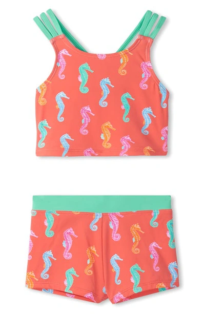 Hatley Kids' Seahorse Two-piece Swimsuit In Orange