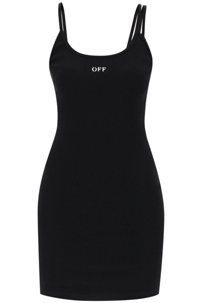 Off-white Tank Dress With Off Embroidery In Black