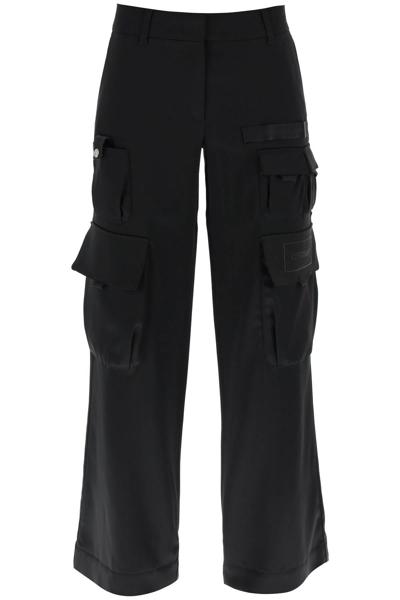 Off-white Toybox Cargo Trousers In Satin In Black