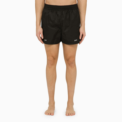 Off-white Logo-print Swim Shorts In Black