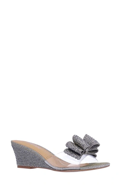 J. Reneé Eris Wedge Slide Sandal In Clear/ Pewter