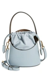 Etro Saturno Drawstring Leather Bucket Bag In Blu