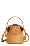 Etro Small Saturno Leather Bucket Bag In Beige