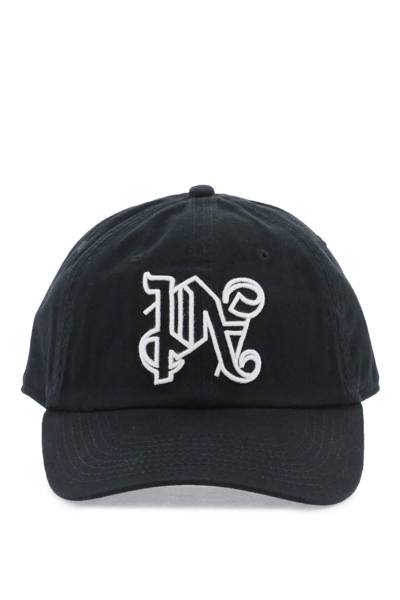 Palm Angels Monogram Baseball Cap Men In Black