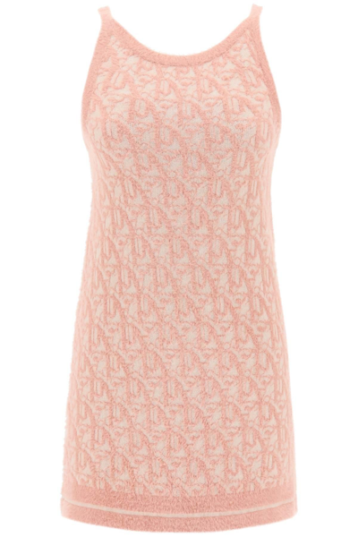 Palm Angels Monogram-jacquard Knitted Minidress In Pink