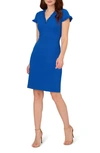 ADRIANNA PAPELL RUFFLE CREPE SHEATH DRESS