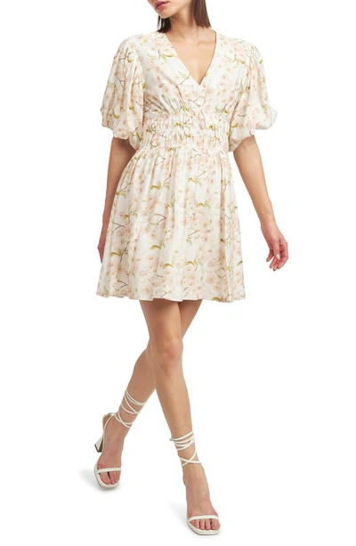 En Saison Callie Floral Print Minidress In White