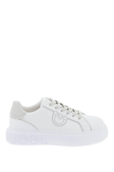 Pinko Leather Sneakers With Contrasting Details In White/ice