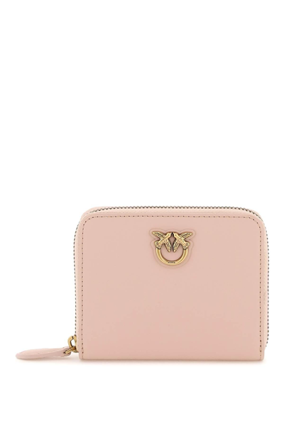 Pinko Leather Zip Around Wallet In Rosa