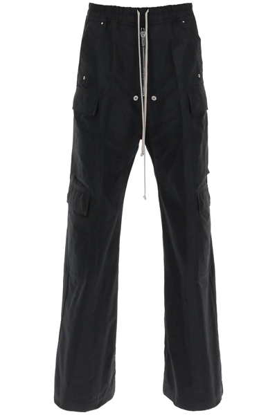 Rick Owens Creatch Cotton-blend Cargo Trousers In Black