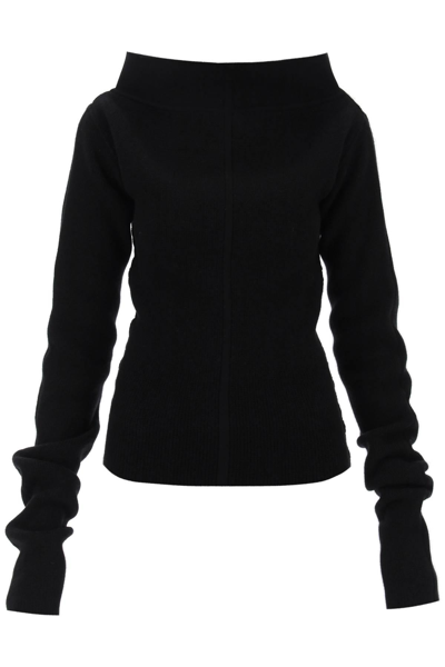 Rick Owens Cowl Neck Cashmere Sweater In Black