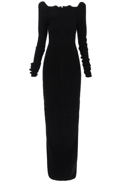 Rick Owens Womens Black Maglia Structured-shoulder Cashmere-blend Knitted Maxi Dress