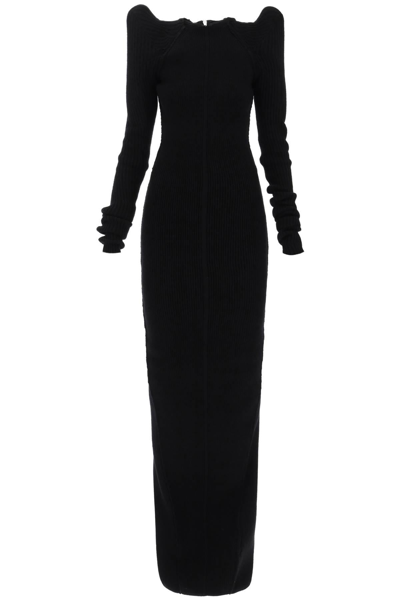 Rick Owens Womens Black Maglia Structured-shoulder Cashmere-blend Knitted Maxi Dress In 09 Black
