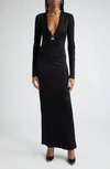 Area Stretch Viscose Dress Star Embellishment In Black