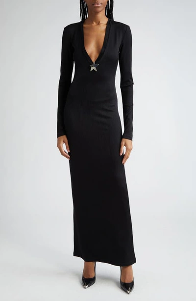 Area Stretch Viscose Dress Star Embellishment In Black