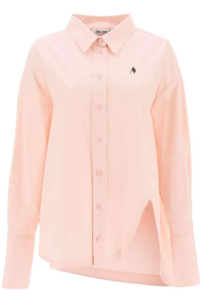 Attico Diana Oversized Cotton Shirt In Soft Pink