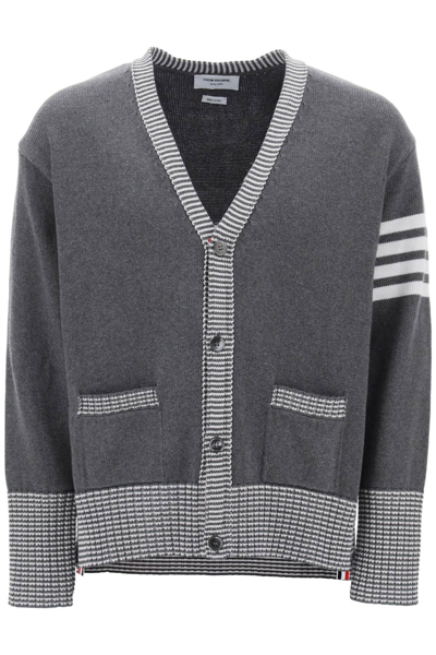 Thom Browne Cotton Cardigan With Hector Intarsia In Grey