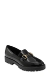 Bandolino Franny Womens Patent Embellished Loafers In Black Faux Patent Leather