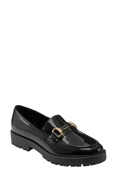 Bandolino Franny Womens Patent Embellished Loafers In Black Faux Patent Leather