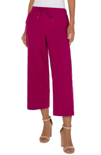 Liverpool Los Angeles Pull-on Crop Wide Leg Trousers In Fuchsia Kiss