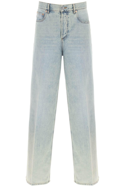 Valentino V Detail Denim Loose Jeans In Blue | ModeSens