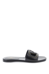 Valentino Garavani Vlogo Leather Cutout Flat Slide Sandals In Black