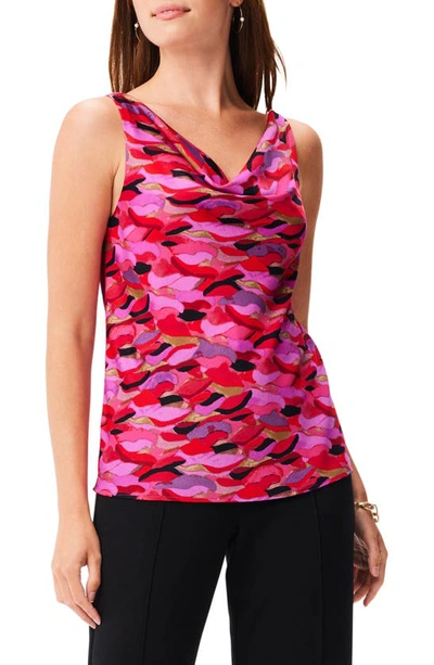 Nic + Zoe Petal Splash Sleeveless Cowl Neck Top In Pink Multi