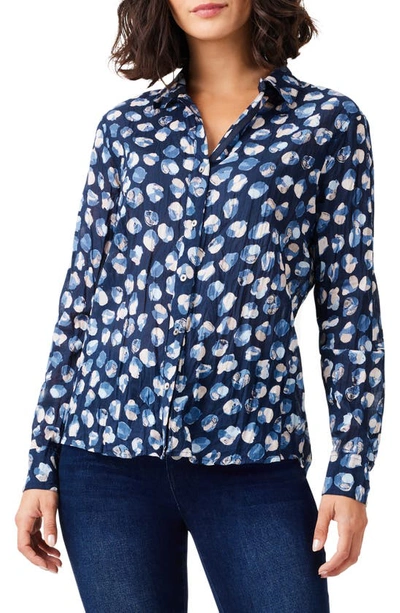 Nic + Zoe Many Moons Crinkle Button-up Shirt In Blue Multi
