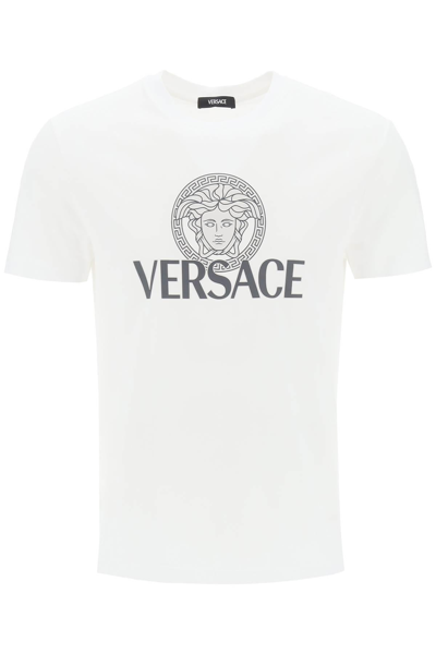 Versace Medusa-print Cotton T-shirt In White
