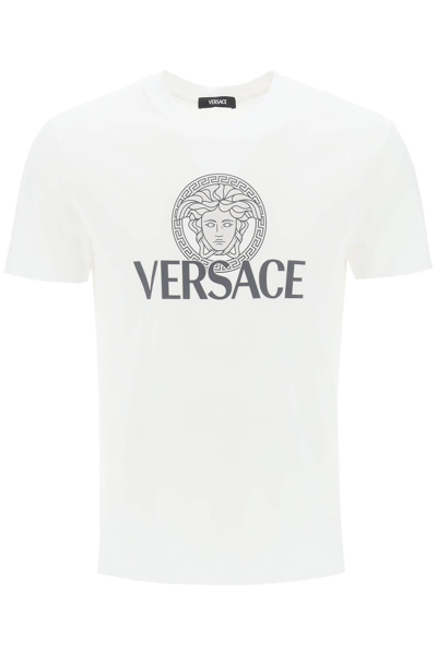 Versace Jersey Cotton T-shirt With Iconic Print In White