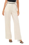 VINCE CAMUTO PLEATED HIGH WAIST WIDE LEG CREPE TROUSERS