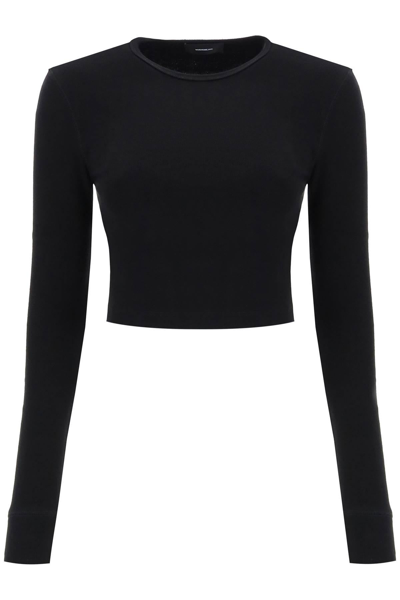 Wardrobe.nyc Hb Long Sleeved Cropped T Shirt In Black