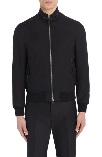 Tom Ford Grand Hopsack Zip Jacket In Black