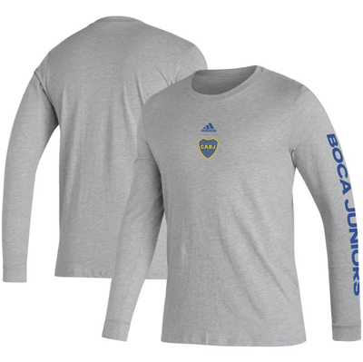 Adidas Originals Adidas Heather Gray Boca Juniors Team Crest Long Sleeve T-shirt
