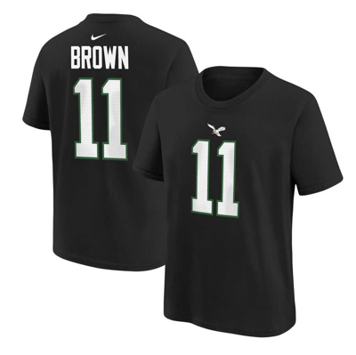 Nike Kids' Big Boys And Girls  A.j. Brown Black Philadelphia Eagles Player Name And Number T-shirt