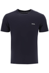 Zegna Blue Navy Cotton Logo T-shirt In Black