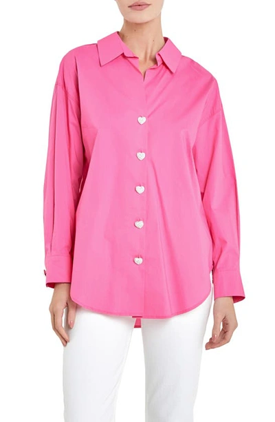 English Factory Oversize Cotton Button-up Shirt In Fuchsia