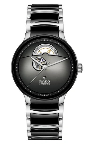 Rado Centrix Open Heart Automatic Ceramic Bracelet Watch, 39.5mm In Black