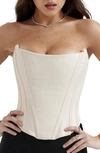 House Of Cb Genevieve Strapless Satin Corset Top In Vintage Cream