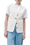 Rag & Bone Erin Striped Cotton And Linen-blend Twill Vest In Ivory