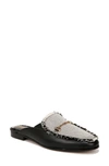 Sam Edelman Linnie Fray Slippers Womens Us 6 Black White Slip On Mule Gbnc650 In Black
