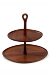 Nambe Skye Dinnerware Collection By Robin Levien Wood Tiered Dessert Stand In Brown