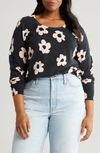 Sanctuary All Day Long Floral Cotton Blend Sweater In Rose Smoke