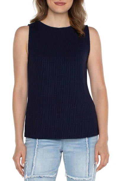 Liverpool Los Angeles Rib Boat Neck Tank In Dark Navy