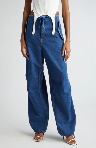 Dion Lee Parachute Mid-rise Wide-leg Jeans In Blue