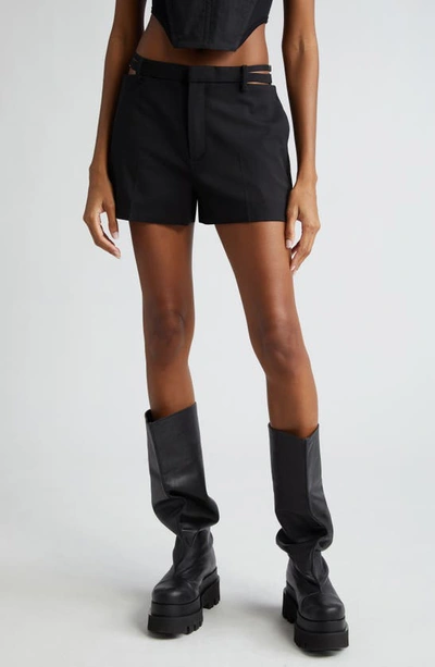 Dion Lee Gender Inclusive Lingerie Cutout Stretch Wool Shorts In Black